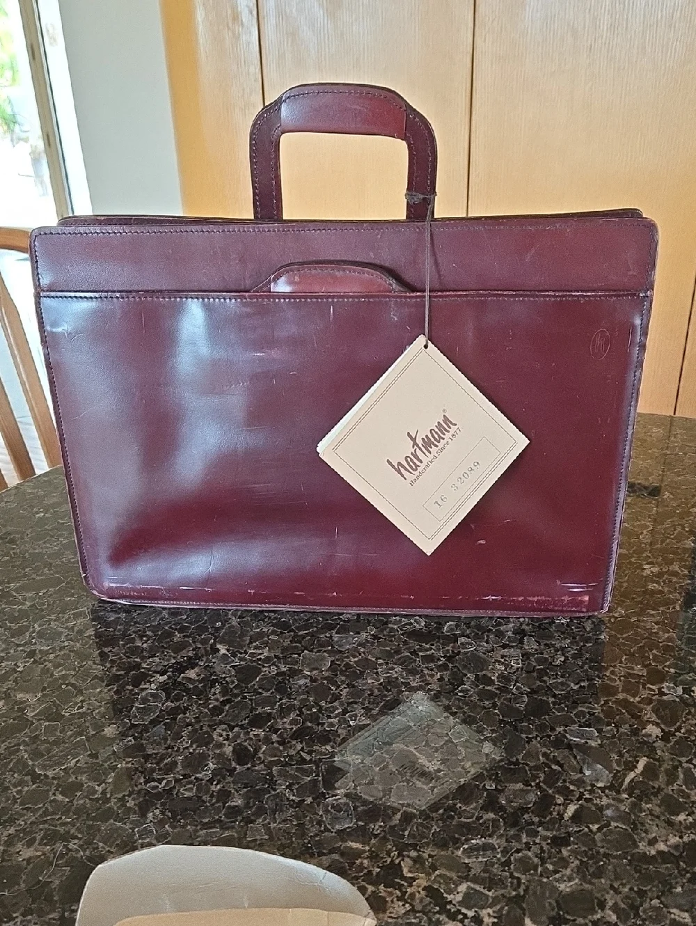 Hartman Burgundy Leather Briefcase - Carry Case